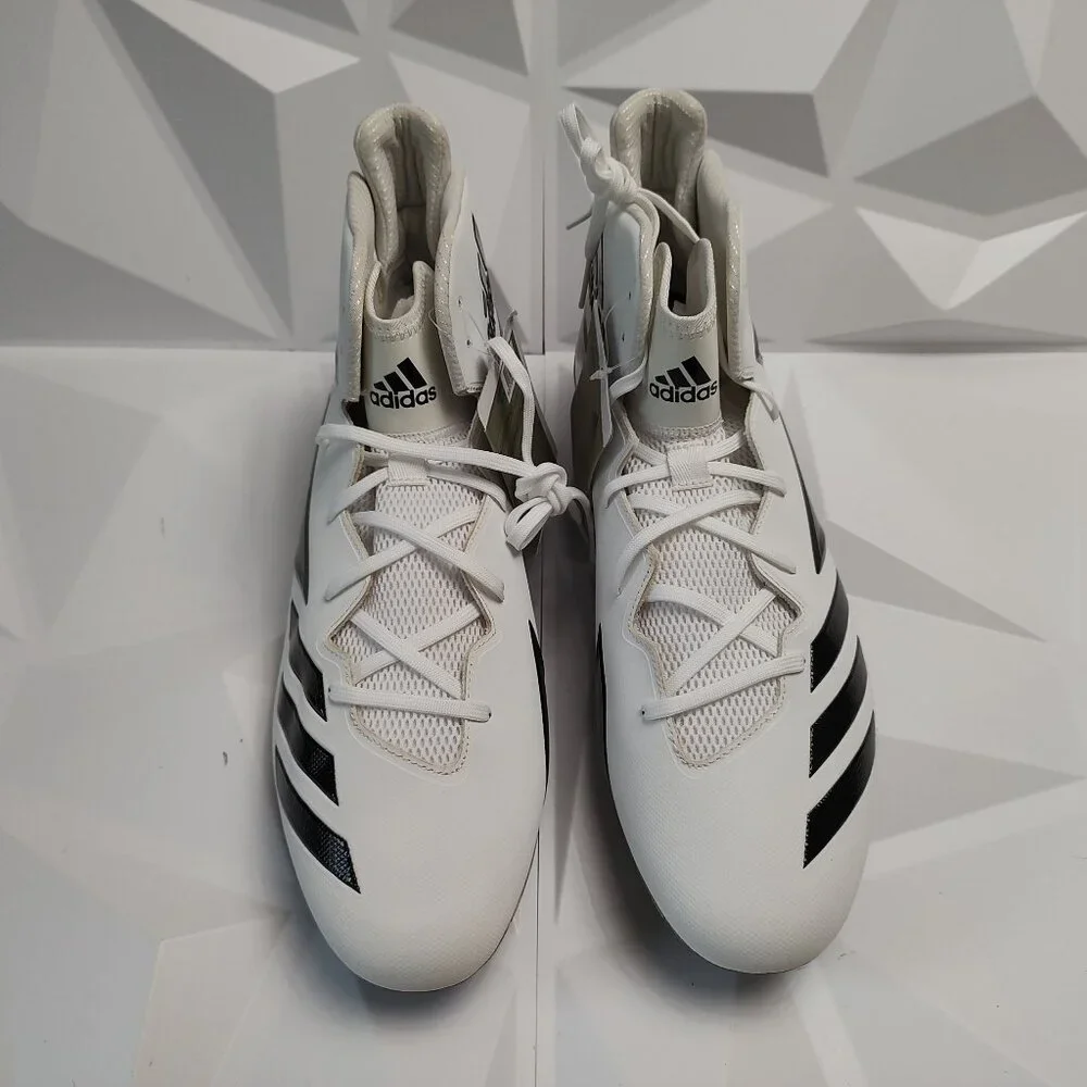 Adidas Mens Football Cleats 17 White Black Shoe Lacrosse High Molded Athletic - Picture 10 of 11